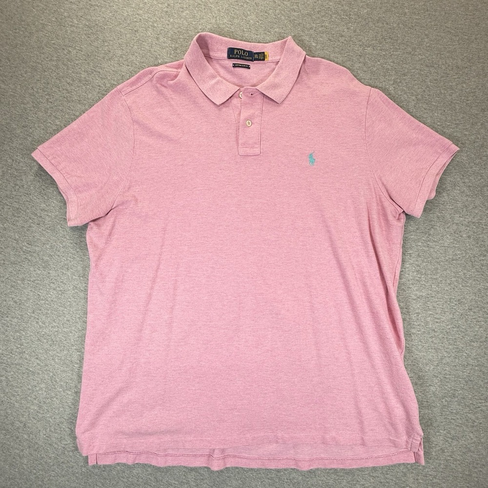 Polo Ralph Lauren Mens Pink 2XL Polo Shirt Pony Custom Slim Fit
